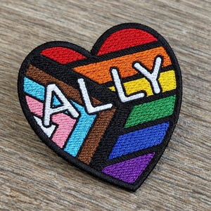 Ally Pride Embroidered Patch, LGBTQ Rainbow Patch, Pride Ally Patch Iron On Sew On Patch, Inclusive Pride Gift