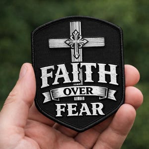 Faith Over Fear Patch, Christian Cross Embroidered Patch, Religious Faith Patch, Inspirational Gift, Iron On Sew On Patch, Christ Jesus