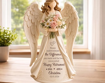 Personalized Retirement Angel 2D Flat Wooden Block, Teacher Appreciation Figurine, Happy Retirement 2026, Retirement Gifts Coworker Teacher