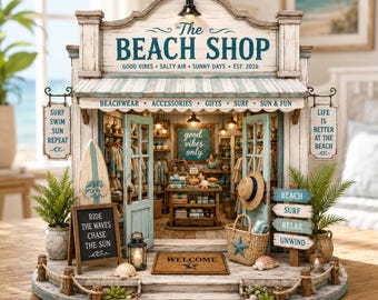Personalized Beach Shop Acrylic Plaque, Custom Coastal Store Decor, Beach Lover Gift, Summer Ocean Boutique Keepsake Decor Home