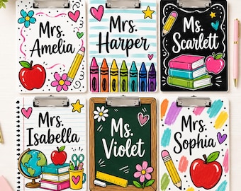 Personalized Groovy Teacher Name Clipboard, Custom Back To School Teacher Gift, Teacher Appreciation Gifts, School Supplies for Teachers