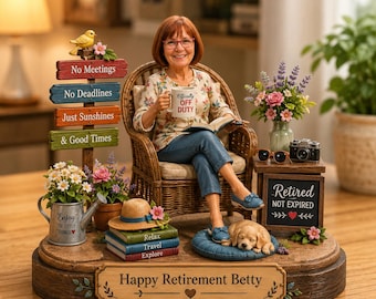 Personalized Retirement 2D Flat Acrylic Plaque, Custom Photo Retiree Carved Figurine, Happy Retirement Keepsake Gift for Men, Decor Home