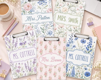 Personalized Vintage Grandmillennial Floral Teacher Acrylic Clipboard, Back To School Teacher Gift, Teacher Appreciation, School Supplies