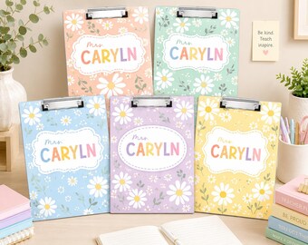 Personalized Teacher Clipboard, Custom Teacher Gift, Boho Flower Teacher Acrylic Clipboard with Name, Back to School Gift, School Supplies