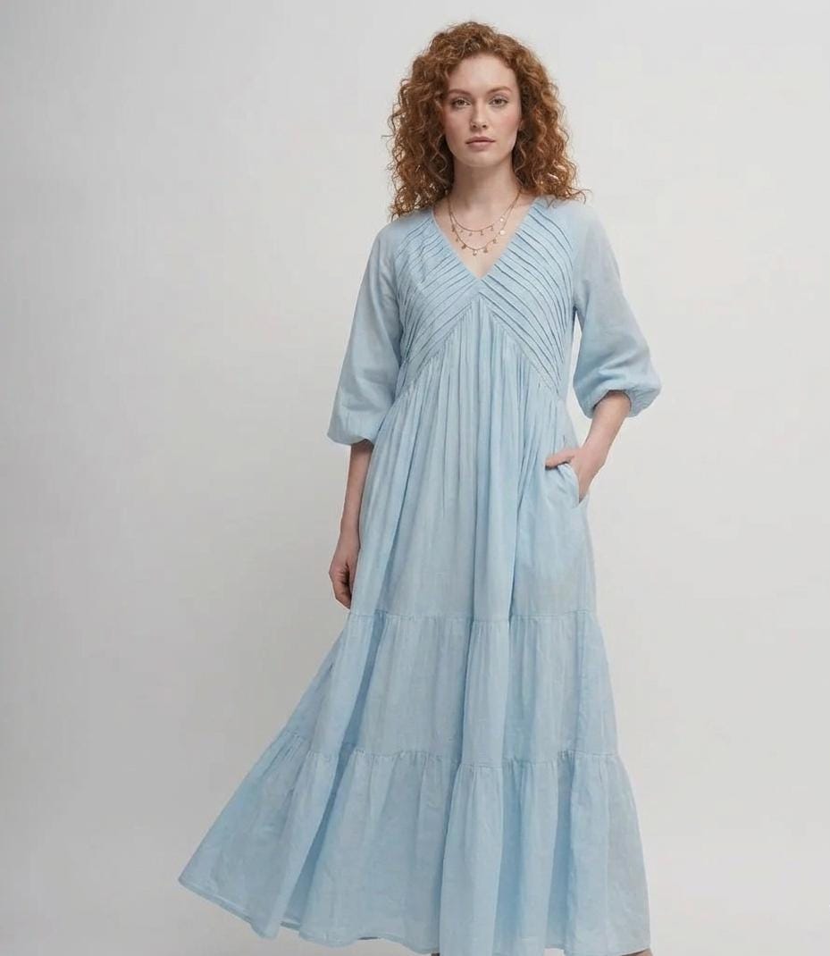 Deep Sky Blue Dress - Etsy