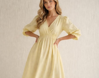 Textured Cotton Maxi Dress, Long Cottagecore Dress, Soft Gathered Flowy Dress, Comfortable Fit, Boho Tunic, Relaxed Summer Dress, Plus Size