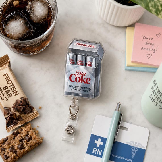 Diet Coke Badge Reel, Funny Coquette Girly Fridge Cigs Aesthetic Retractable Badge Holder, Teacher Nurse Badge Cool Soda Lover Healthcare