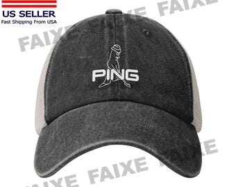 ping golf Washed Trucker Hat – Printed Logo Retro Baseball Cap