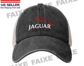Jaguar Motor Car Racing Auto Logo Washed Trucker Hat – Retro Baseball Cap