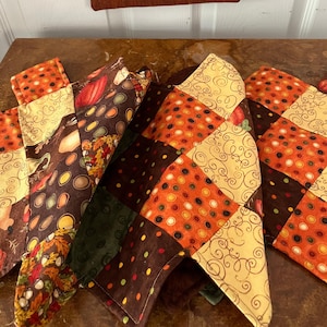 Handmade Fall Quilted Table Runner, Cotton Patchwork Design