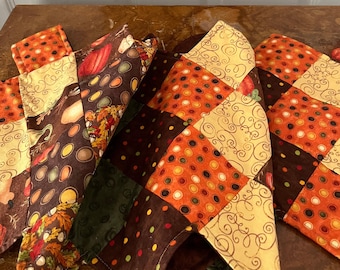 Handmade Fall Quilted Table Runner, Cotton Patchwork Design