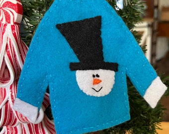 Handmade Felt Christmas Ornament, Holiday Sweater Decoration