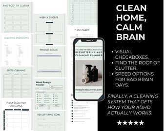 ADHD Cleaning Planner Printable | Decluttering System for Executive Dysfunction | Home Organization, Digital Download