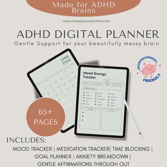 ADHD Parent Planner Printable | Daily System for Overwhelmed Moms | Executive Dysfunction Friendly, Digital Download