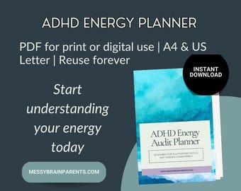 ADHD Energy Planner Printable | Understand Your Fluctuating Focus | Weekly Audit for Neurodivergent Brains