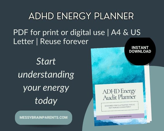 ADHD Energy Planner Printable | Understand Your Fluctuating Focus | Weekly Audit for Neurodivergent Brains