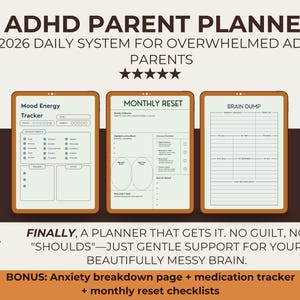 ADHD Parent Planner Printable | Daily System for Overwhelmed Moms | Executive Dysfunction Friendly, Digital Download image 2