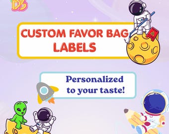 Individuelle Taschen Aufkleber für jeden Anlass. Personalisiere Vorlage, Theme und Charaktere.