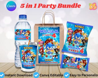 Schall-Geburtstags-Party-Bundle | Bearbeitbare Canva-Vorlagen (Sofortdownload)