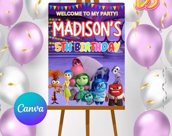 Inside Out Geburtstagsparty Willkommensschild, Party Hintergrund Poster, Banner Favor, Mädchen Design