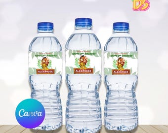 Bearbeitbares König der Löwen Wasserflaschenetiketten - Canva Partydekorationen (Instant Download)