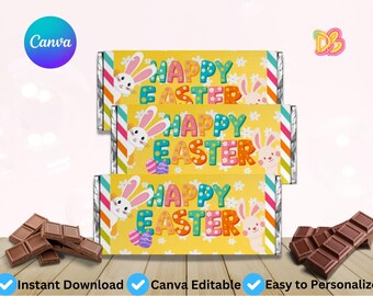 Osterhasen-Schokoriegel-Wrapper - Bearbeitbare Canva-Vorlage