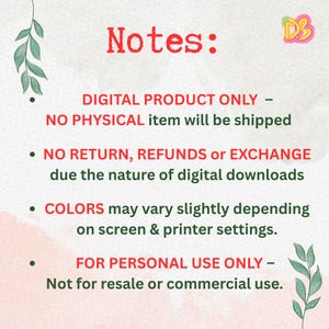 Puede incluir: Un gr&aacute;fico de informaci&oacute;n de producto digital con el texto rojo Notes: seguido de puntos que indican: DIGITAL PRODUCT ONLY - NO PHYSICAL item will be shipped, NO RETURN, REFUNDS or EXCHANGE, COLORS may vary y FOR PERSONAL USE ONLY.