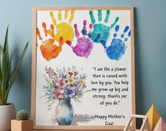 Muttertagsgeschenk, Andenken Handabdrücke Blumen, Kunst für Kinder