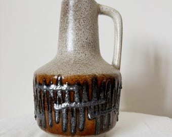 Brocca/Vaso in ceramica vintage della Germania Ovest, Haldensleben, anni '70, smalto lava, ceramica di metà secolo.
