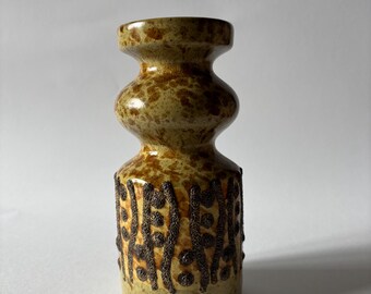 Vaso scultoreo vintage Steuler, in ceramica della Germania Ovest, con decorazione geometrica testurizzata.