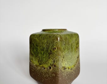 Vaso quadrato in ceramica Strehla Keramik GDR Mid Century