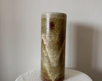 Grande vaso in ceramica cilindrico di 32 cm, stile Germania Ovest, metà del XX secolo.