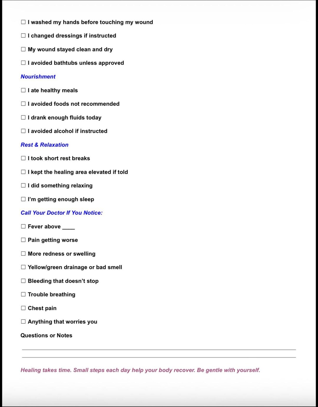 Recovery Coach Intake Checklist.pdf Daily Recovery Checklist - Etsy