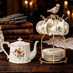 Juegos de café de cerámica de estilo europeo / Juegos de té vintage / Juegos de taza y platillo de cerámica / Juegos de té de la tarde / Juegos para fiestas de té