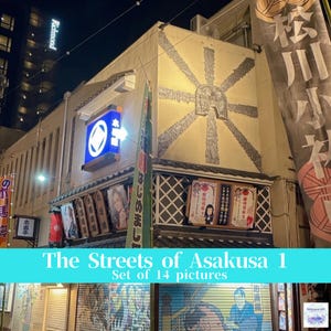 Midnight Nostalgia in Asakusa, Set of 14 High-Res Digital Prints, Traditional Japanese Theater Signage, Retro Tokyo Japan Cityscape Art