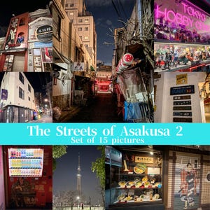 The Streets of Asakusa 2, 15 Piece Digital Photography Set, Tokyo Night View Wall Art, Skytree & Hidden Alleyway, Japan Instant Download
