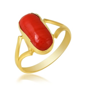 Red Coral Stone Ring Fingerring Astrology Men And Women Jewelry