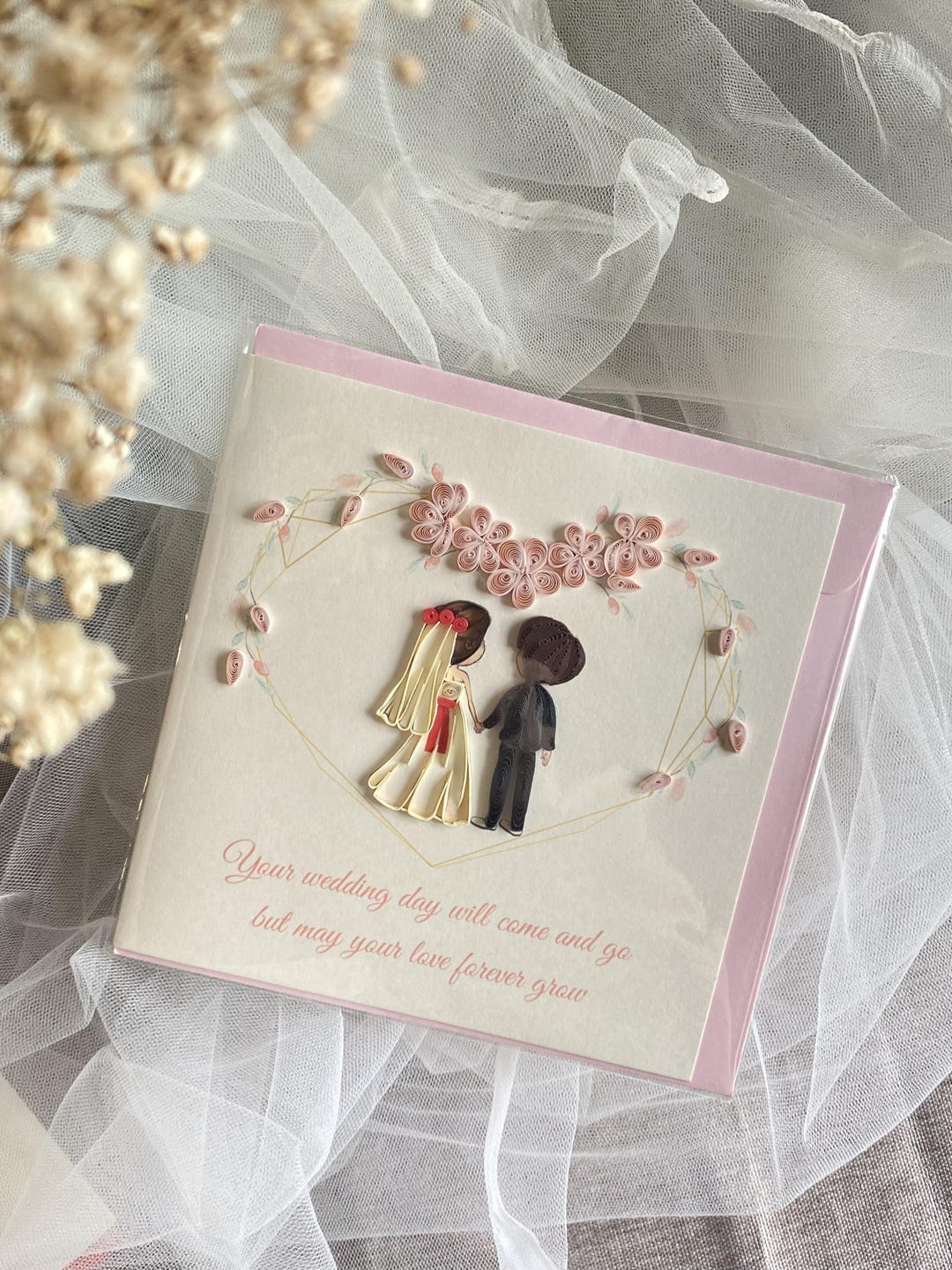 Handmade Wedding Quilling Card, Paper Art Greeting, Romantic Gift, 6x6 ...