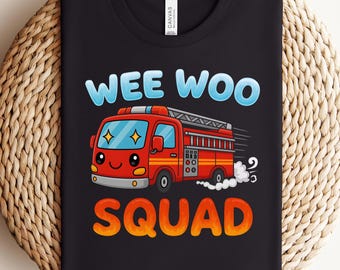 Wee Woo Squad Feuerwehrmann Jungen Png, Sublimationsdesign, Kinder Feuerwehrauto Png, Feuerwehrauto Kleinkind T-Shirt Design, sofortiger digitaler Download