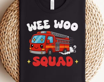 Wee Woo Squad Feuerwehrmann Jungen Png, Sublimationsdesign, Jungen Feuerwehrmann-Liebhaber, Feuerwehrauto Kleinkind T-Shirt Design, sofortiger digitaler Download