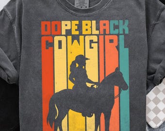 Dope Black Cowgirl Png, Sublimationsdesign, westliche Frauen-T-Shirt-Design, schwarzer Geschichtsmonat, Afroamerikaner, sofortiger digitaler Download