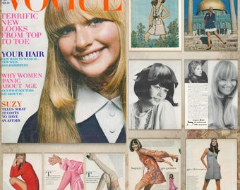 Vintage Vogue Februar 1970 Digitaler Download | 1970er Jahre Modefotografie | Retro-Stil-Inspiration | Vintages Bearbeitungsarchiv