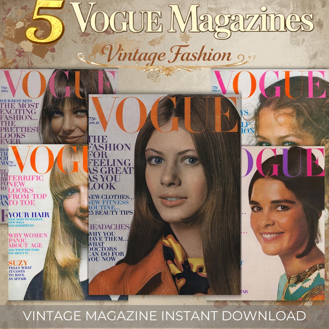 5 Vintage Vogue Magazines 1970 Bundle | 70s Fashion Poster Set | Retro ...
