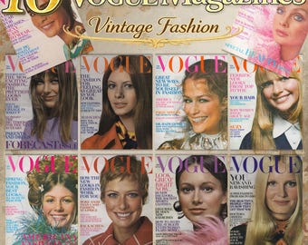 10 Vintage Vogue Zeitschriften Bündel | 70er Jahre Mode Poster Set | Retro Ästhetische Wandkunst | Fashion Prints Modedrucke