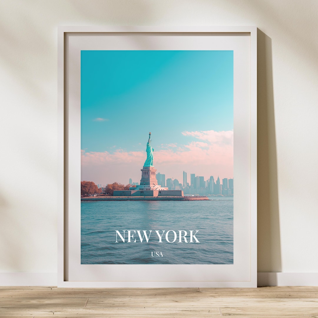 New York USA Travel Print: Vintage Statue of Liberty Wall Art Poster - Etsy