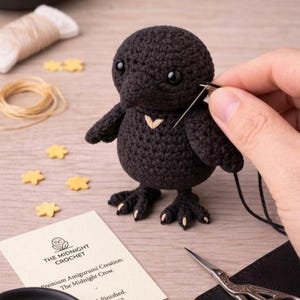 Patrón de cuervo a crochet, PDF para principiantes, descarga digital instantánea.