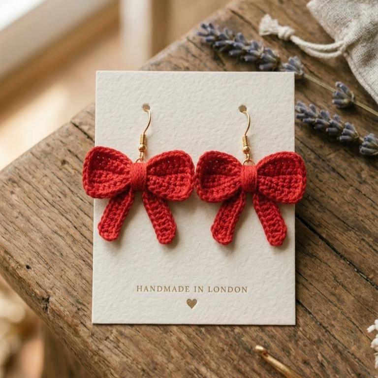 38 Crochet Jewellery Patterns with Brooches, Earrings, Bracelets 34 Bow Crochet Earrings Pattern Modern Jewelry