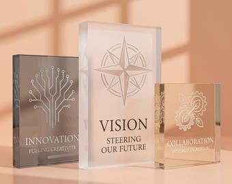 Custom Acrylic Company Sign, Personalized Employee Appreciation Trophy, Freestanding Recognition Plaque, Leadership Gift, Work Anniversary