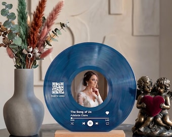 Gepersonaliseerde nummerplaat vinylplaat, aangepaste QR-code muziekbord, bruiloft eerste danscadeau, jubileumcadeau voor stel, aangepaste albumhoes
