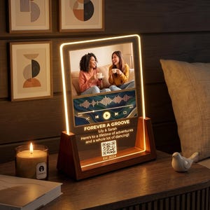 Personalized Song Plaque with Photo, Custom Music Acrylic Light, QR Code Night Light, Romantic Gift for Her, Best Friend Gift, Couple Gift
